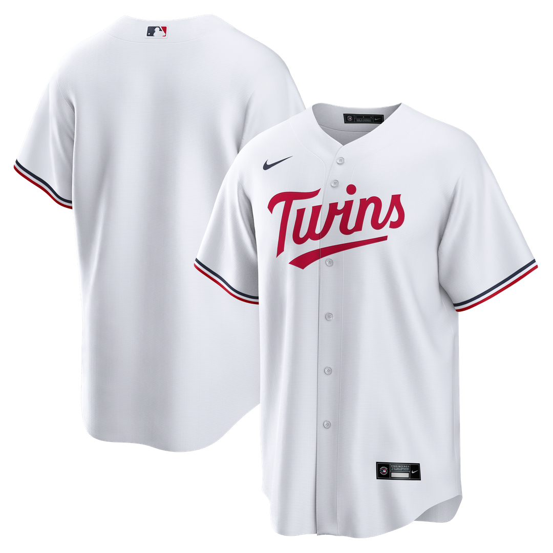 Minnesota Twins Nike White Home Big & Tall Replica Jersey product image 1, provided for visual reference and product detail