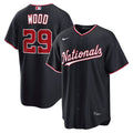 Washington Nationals James Wood Nike Navy Alternate Replica Jersey product image 1, provided for visual reference and