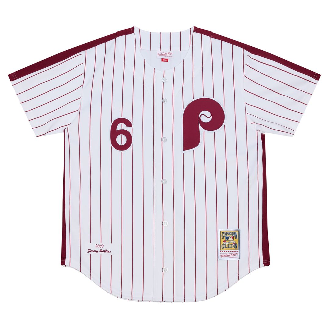Philadelphia Phillies Jimmy Rollins Mitchell & Ness White 2003 Cooperstown Collection Authentic Jersey product image 2,