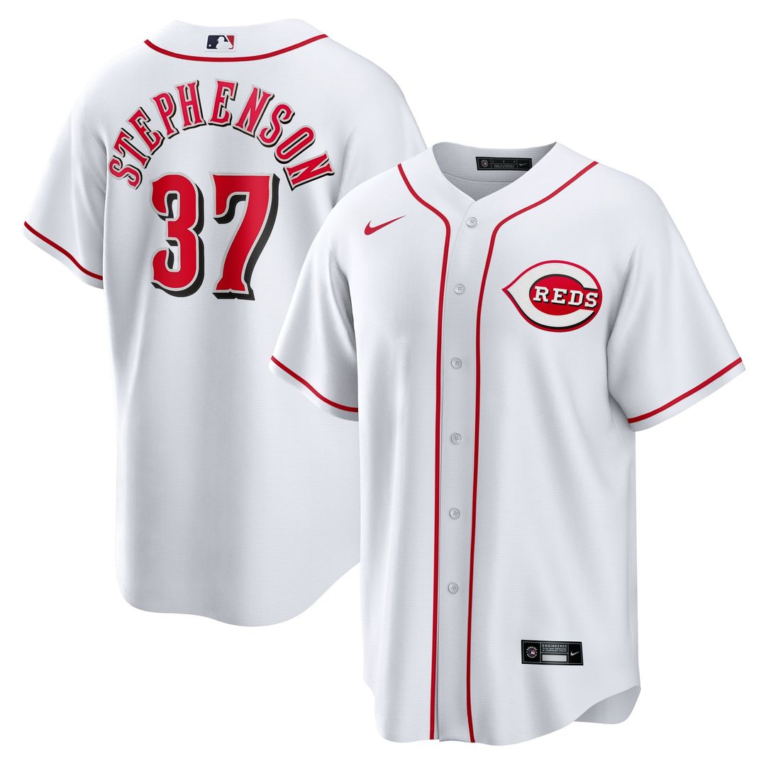 Cincinnati Reds Tyler Stephenson Nike White Home Replica Jersey product image 1, provided for visual reference and product