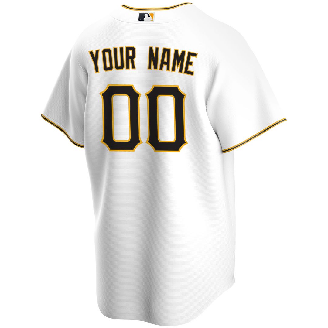 Pittsburgh Pirates Nike White Home Replica Custom Jersey product image 3, provided for visual reference and product detail