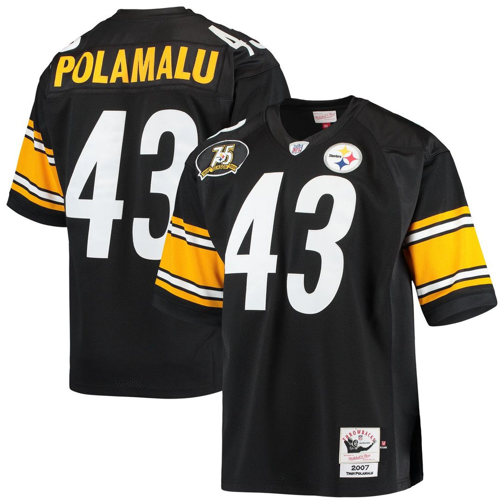 Pittsburgh Steelers 2007 Troy Polamalu Mitchell & Ness Black Authentic Throwback Retired Player Jersey product image 1,