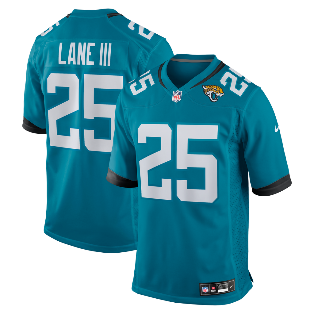 Jacksonville Jaguars Rayuan Lane III Nike Teal Team Game Jersey product image 1, provided for visual reference and product