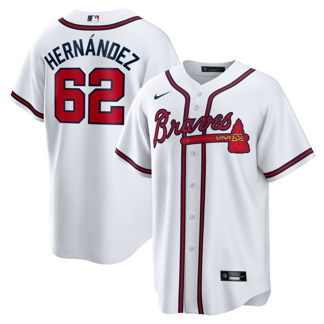 Atlanta Braves Daysbel Hernandez Nike White Home Replica Jersey product image 1, provided for visual reference and product