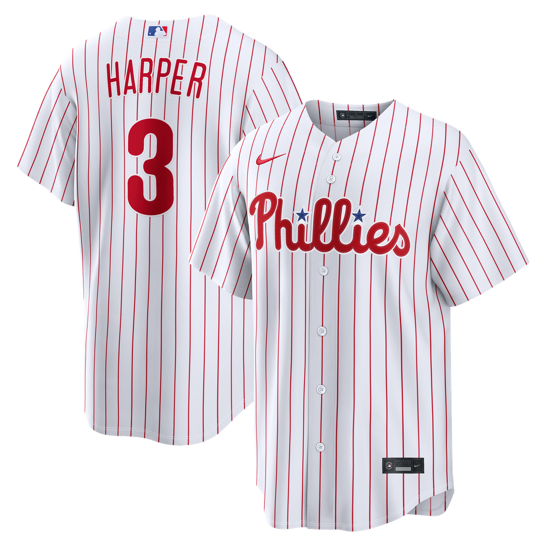 Philadelphia Phillies Bryce Harper Nike White Home Replica Jersey product image 1, provided for visual reference and product