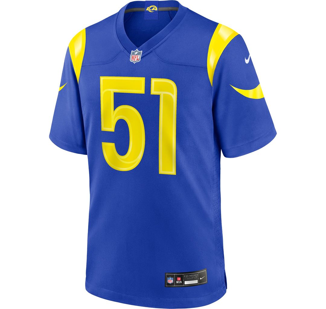 Los Angeles Rams Eddie Walls III Nike Royal Game Jersey product image 2, provided for visual reference and product detail