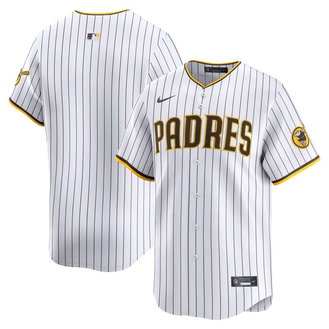 San Diego Padres Nike White Home Limited Jersey product image 1, provided for visual reference and product detail review