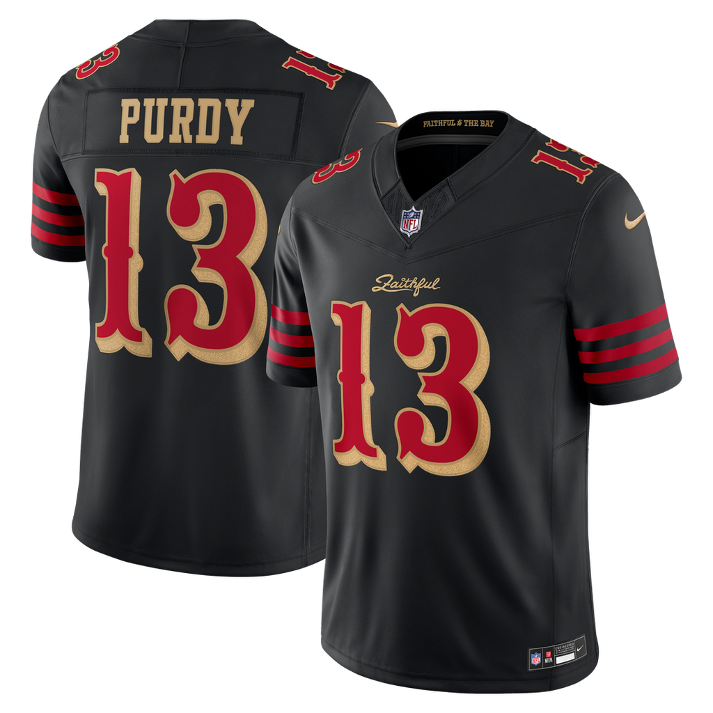 San Francisco 49ers Brock Purdy Nike Black Rivalries Collection Stitched Limited Jersey product image 1, provided for visual