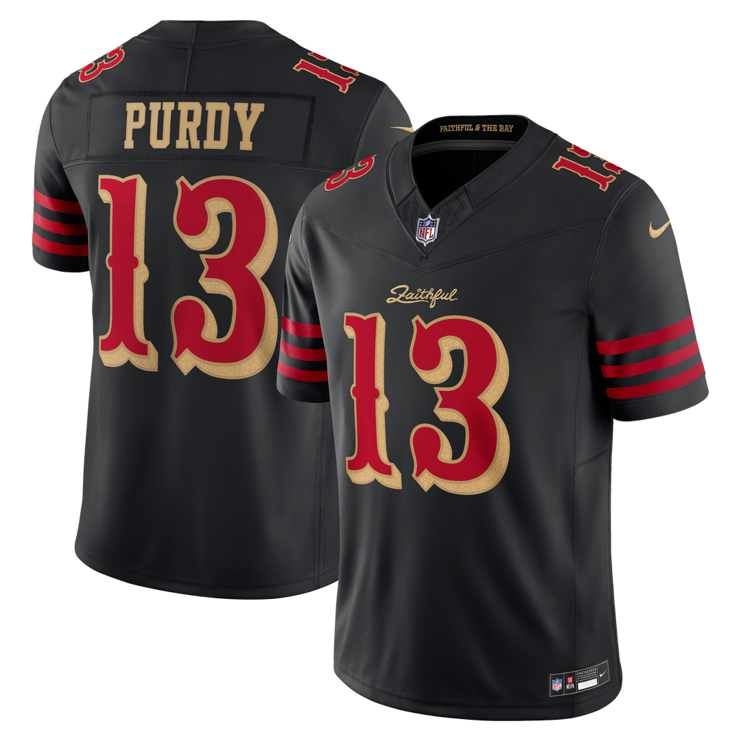 San Francisco 49ers Brock Purdy Nike Black Rivalries Collection Stitched Limited Jersey product image 1, provided for visual