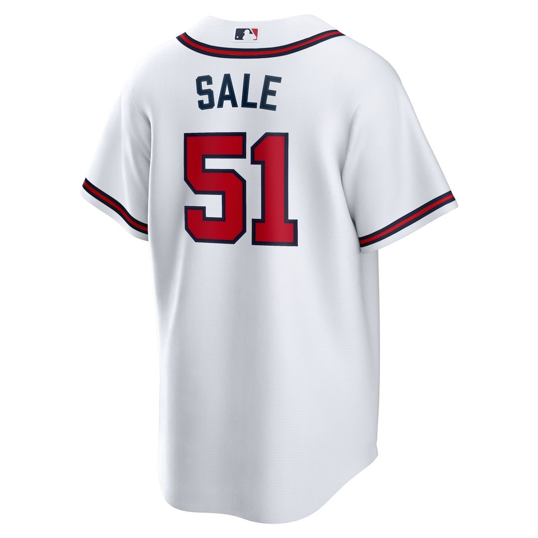Atlanta Braves Chris Sale Nike White Home Replica Jersey product image 3, provided for visual reference and product detail