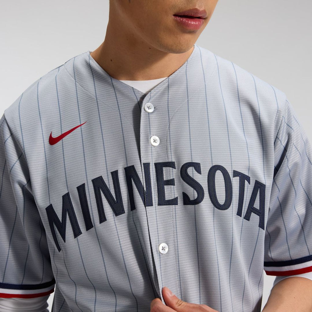 Minnesota Twins Nike Gray Road Replica Team Jersey product image 17, provided for visual reference and product detail review