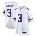 Minnesota Vikings Jordan Addison Nike White Away Game Jersey product image 1, provided for visual reference and product
