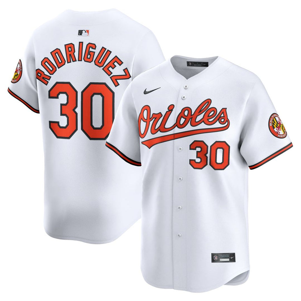 Baltimore Orioles Grayson Rodriguez Nike White Home Limited Player Jersey product image 1, provided for visual reference and