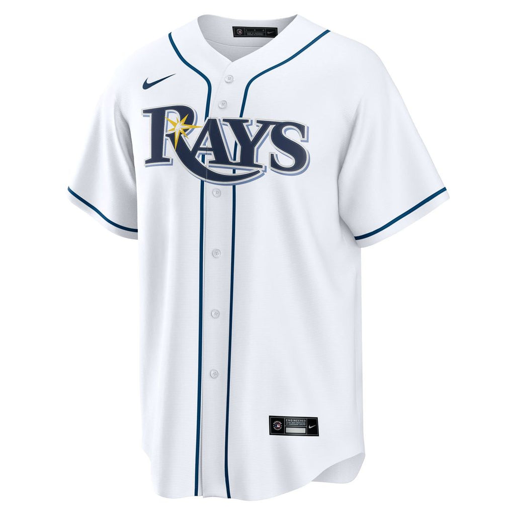 Tampa Bay Rays Junior Caminero Nike White Home Replica Jersey product image 2, provided for visual reference and product
