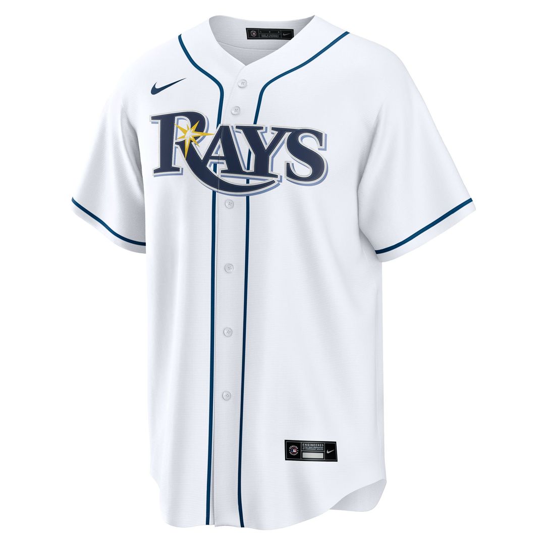 Tampa Bay Rays Junior Caminero Nike White Home Replica Jersey product image 2, provided for visual reference and product