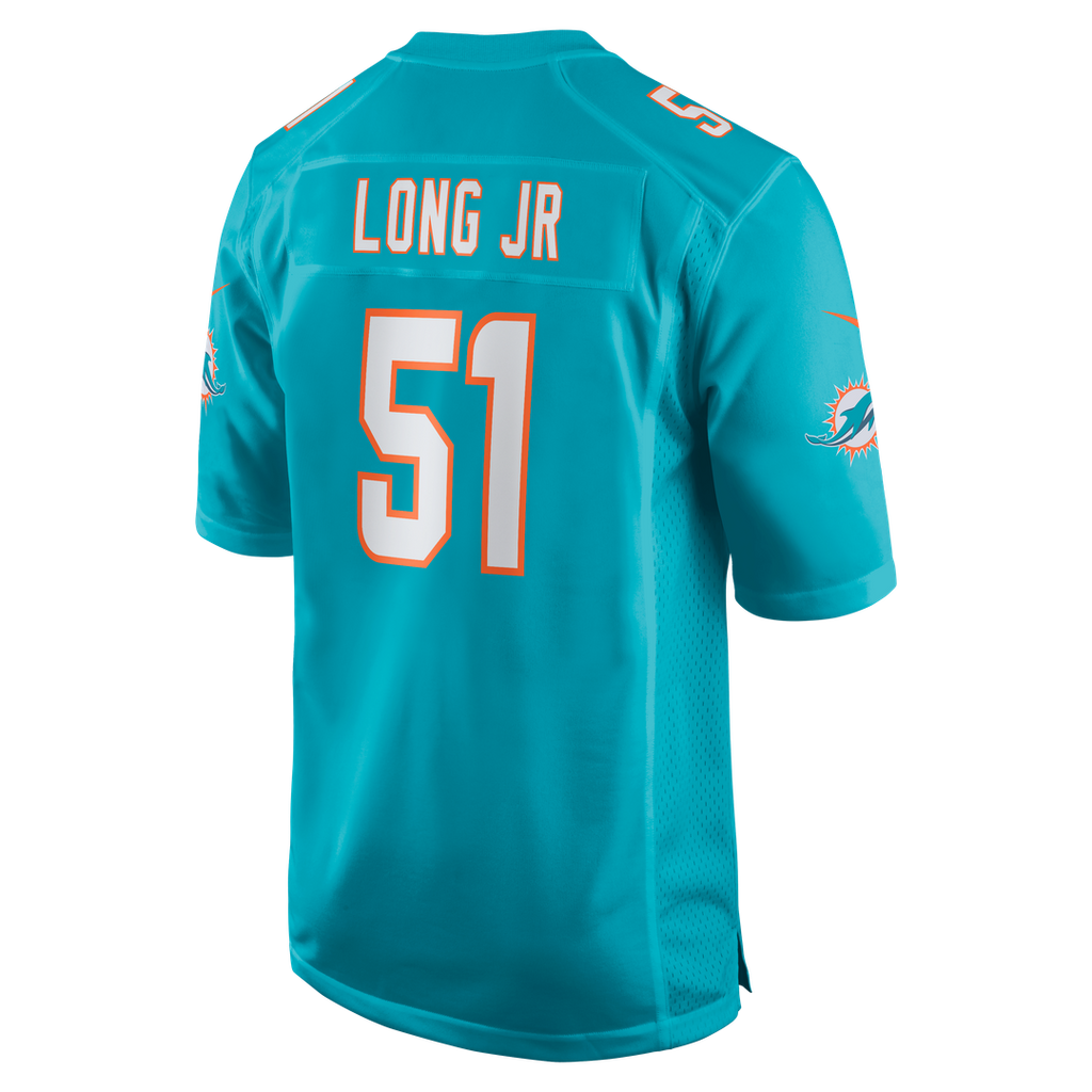 Miami Dolphins David Long Jr. Nike Aqua Game Jersey product image 3, provided for visual reference and product detail review
