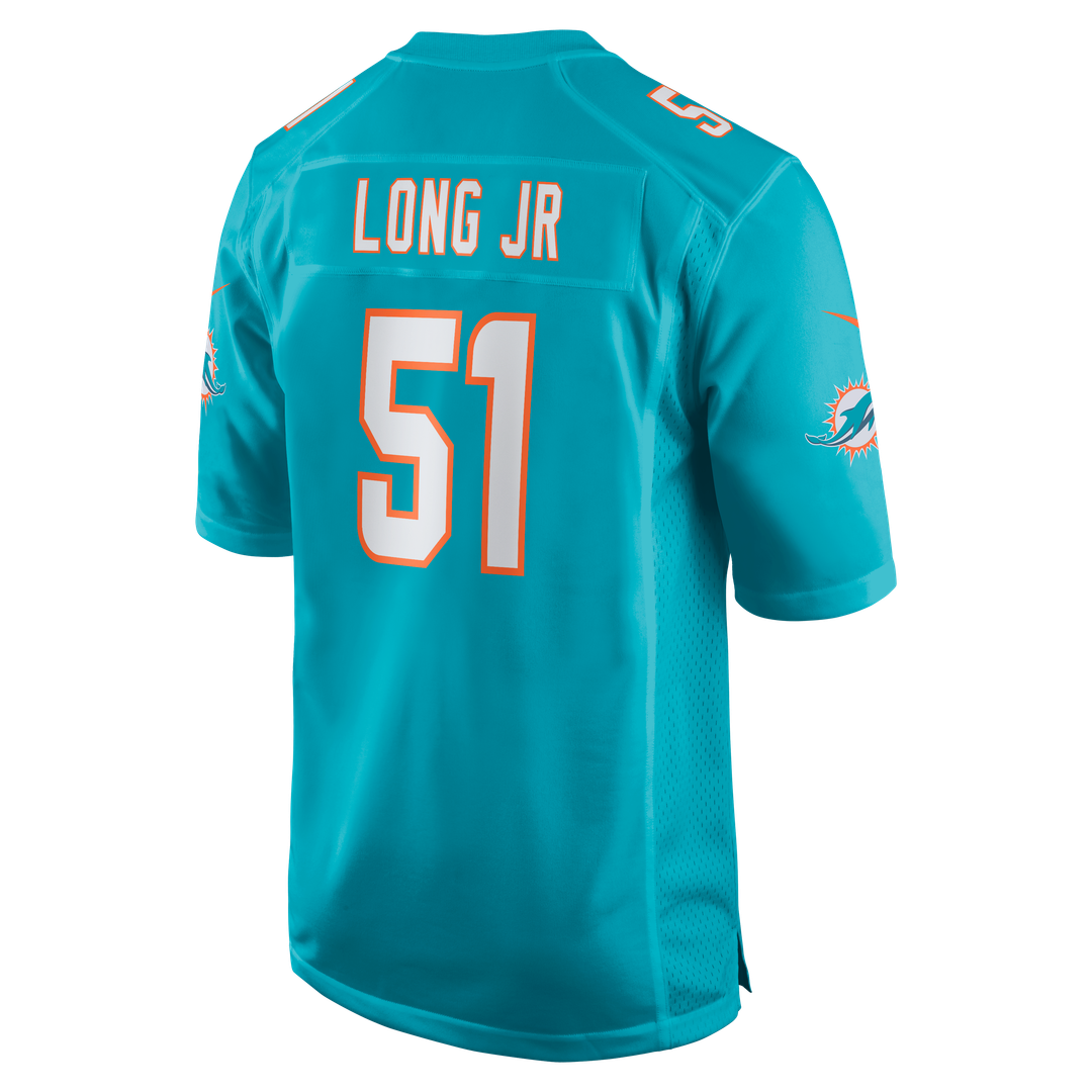 Miami Dolphins David Long Jr. Nike Aqua Game Jersey product image 3, provided for visual reference and product detail review