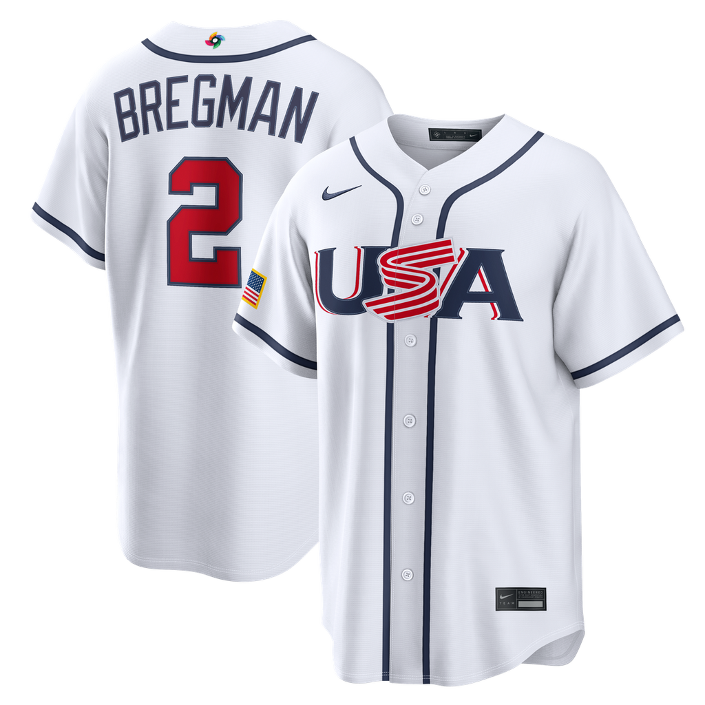 USA Baseball Alex Bregman Nike White 2026 World Baseball Classic Home Stadium Jersey product image 1, provided for visual