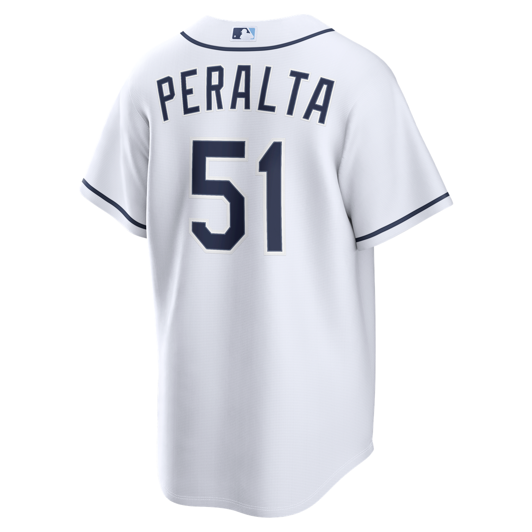 Tampa Bay Rays Freddy Peralta Nike White Home Replica Jersey product image 3, provided for visual reference and product