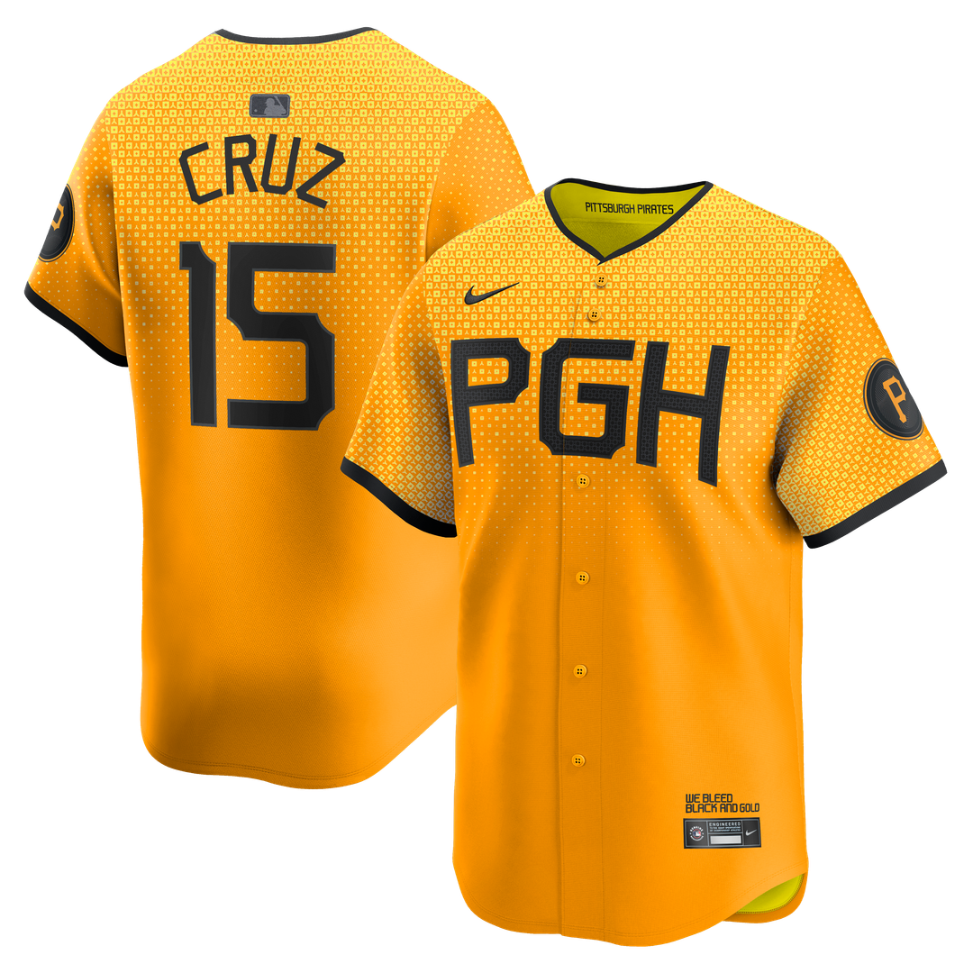 Pittsburgh Pirates Oneil Cruz Nike Gold City Connect Limited Jersey product image 1, provided for visual reference and