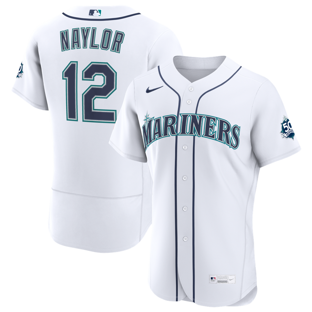 Seattle Mariners Josh Naylor Nike White Home 50th Season Authentic Jersey product image 1, provided for visual reference and
