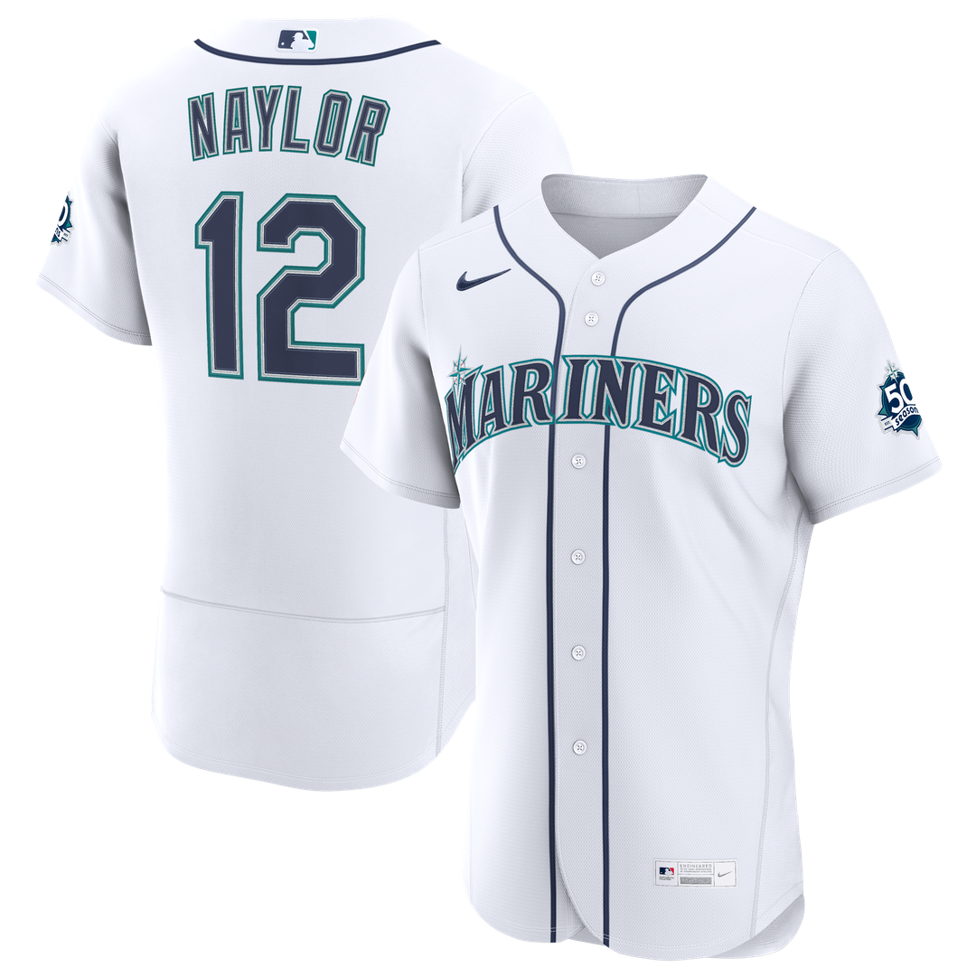 Seattle Mariners Josh Naylor Nike White Home 50th Season Authentic Jersey product image 1, provided for visual reference and