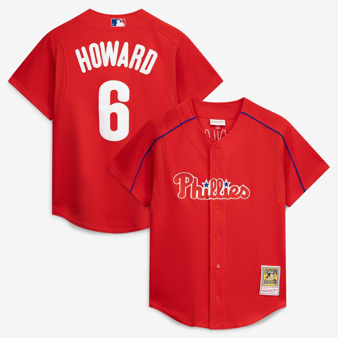 Philadelphia Phillies Ryan Howard Mitchell & Ness Red Cooperstown Collection Batting Practice Jersey product image 1,