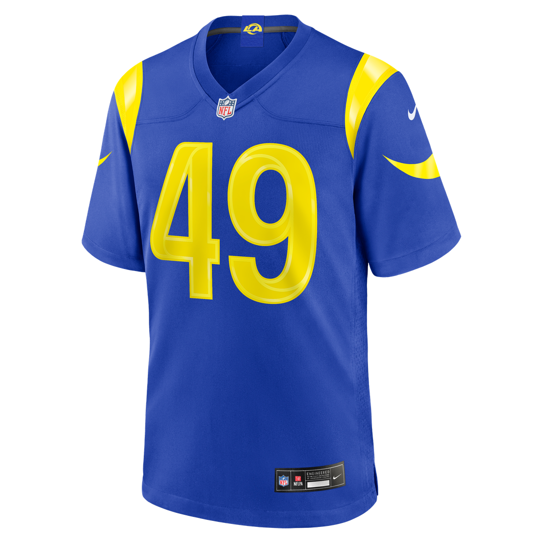 Los Angeles Rams Joe Cardona Nike Royal Team Game Jersey product image 2, provided for visual reference and product detail