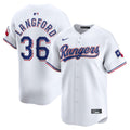Texas Rangers Wyatt Langford Nike White Home Limited Player Jersey product image 1, provided for visual reference and