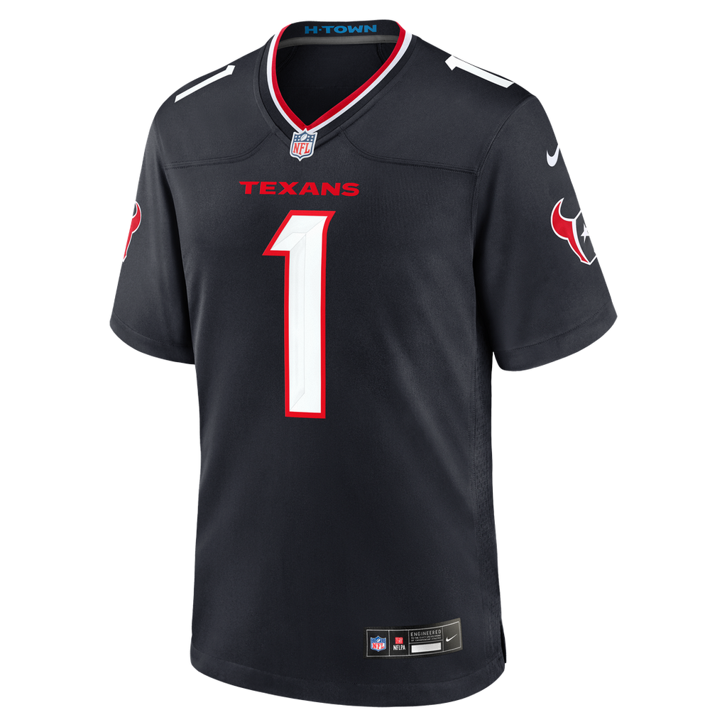 Houston Texans Nike Navy #1 Dad Game Jersey product image 2, provided for visual reference and product detail review