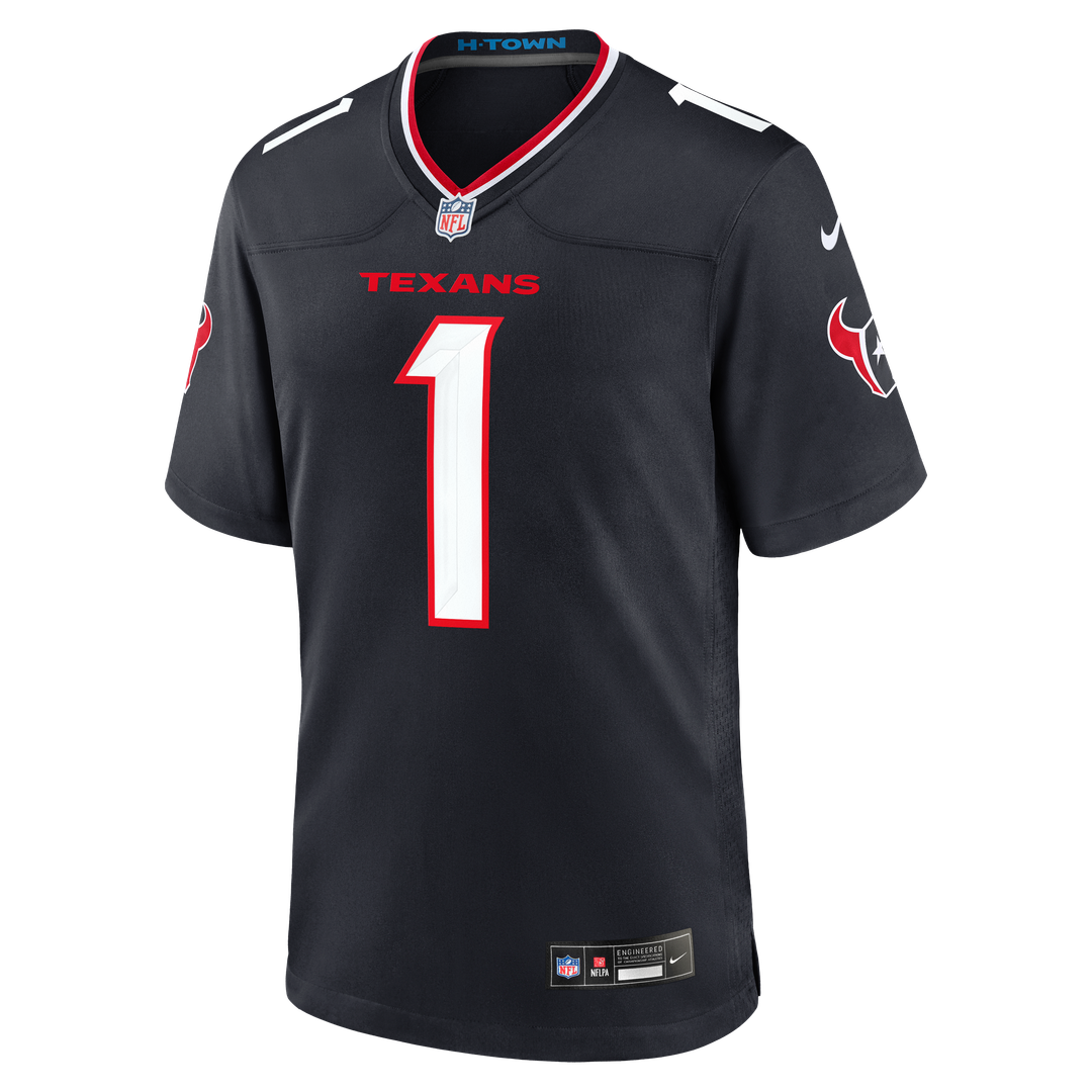 Houston Texans Nike Navy #1 Dad Game Jersey product image 2, provided for visual reference and product detail review