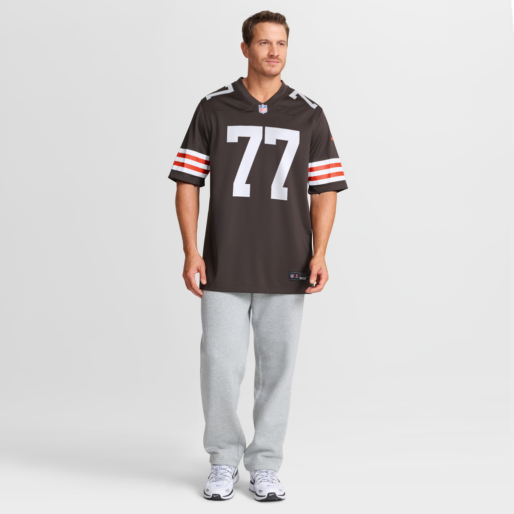 Cleveland Browns Zion Johnson Nike Brown Team Game Jersey product image 4, provided for visual reference and product detail