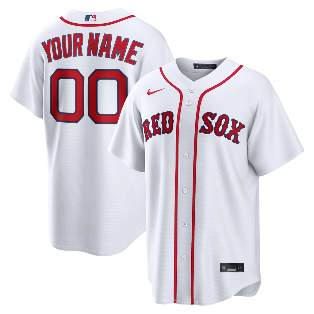 Boston Red Sox Nike White Home Replica Custom Jersey product image 1, provided for visual reference and product detail review