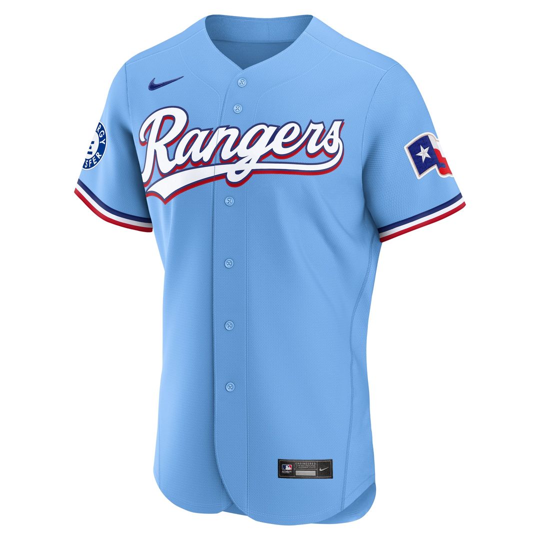 Texas Rangers Nike Light Blue Alternate Sponsor Patch Authentic Jersey product image 2, provided for visual reference and
