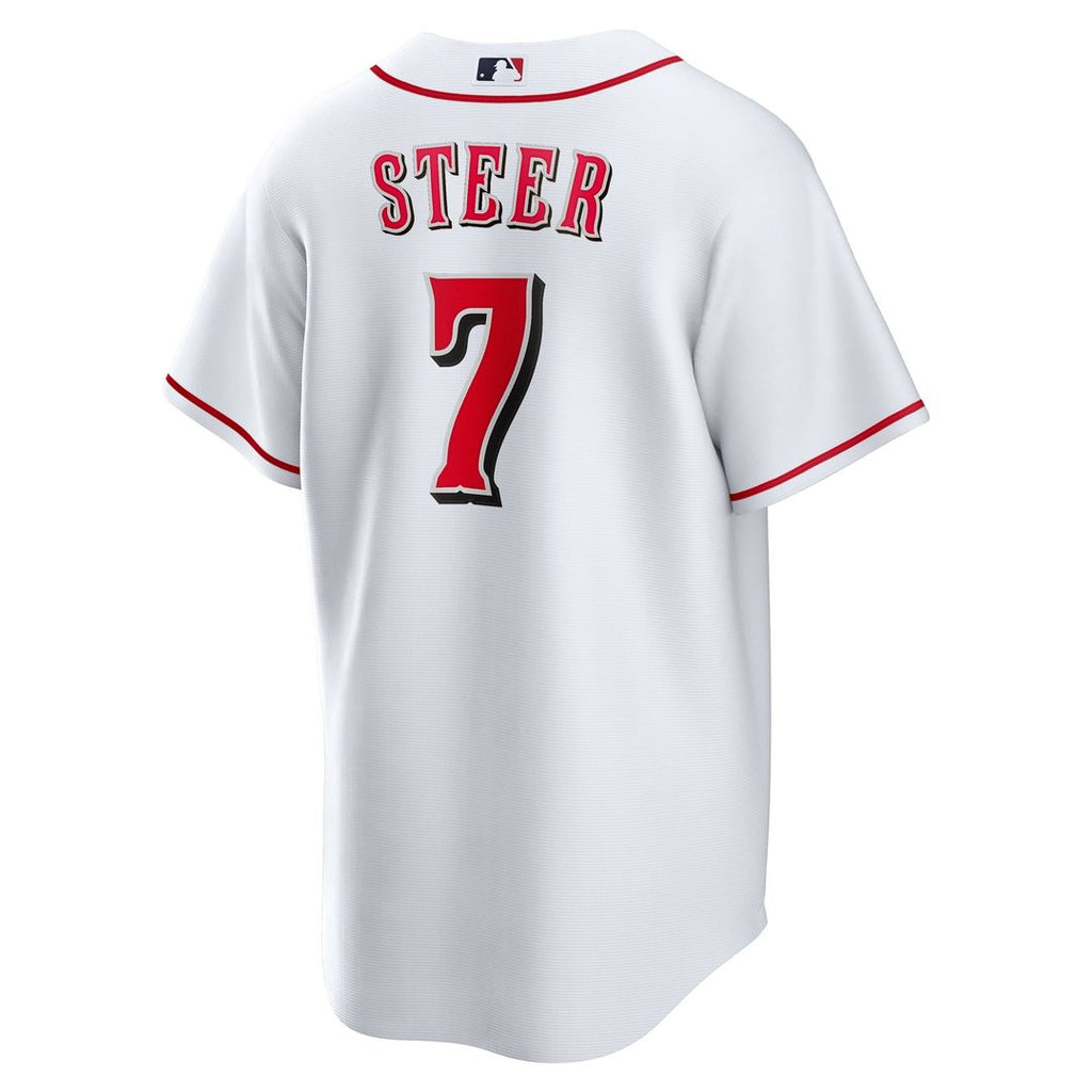 Cincinnati Reds Spencer Steer Nike White Home Replica Jersey product image 3, provided for visual reference and product