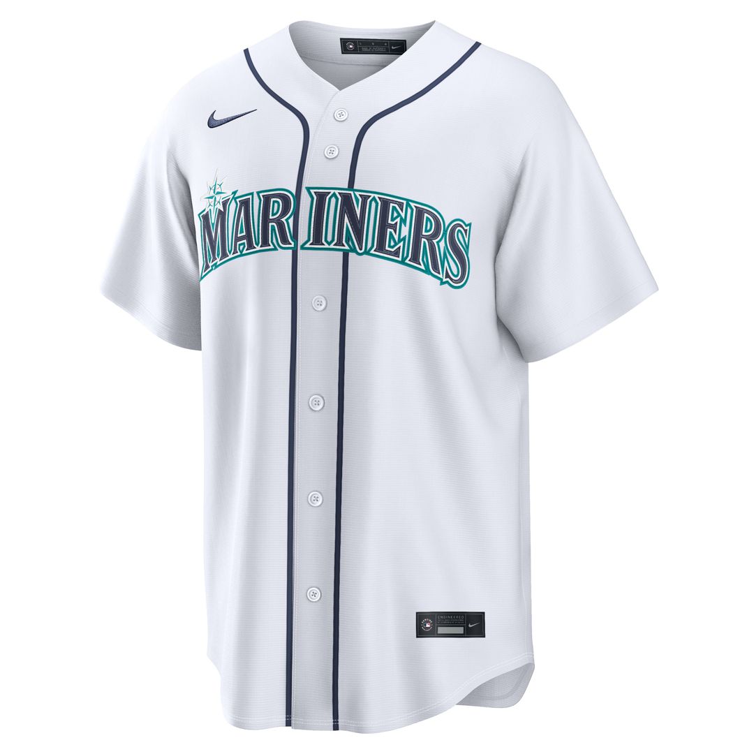 Seattle Mariners Luke Raley Nike White Home Replica Jersey product image 2, provided for visual reference and product detail