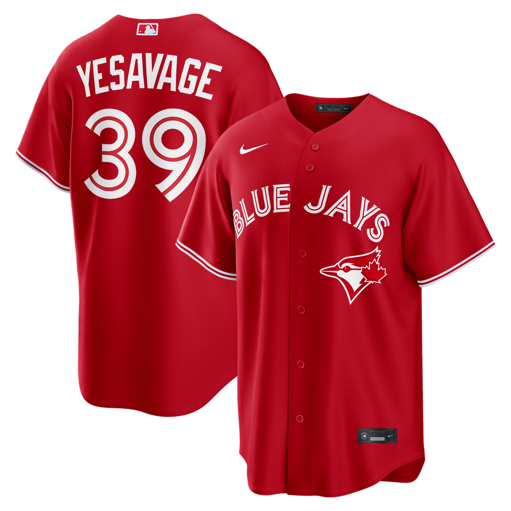Toronto Blue Jays Trey Yesavage Nike Red Canada Day Replica Jersey product image 1, provided for visual reference and