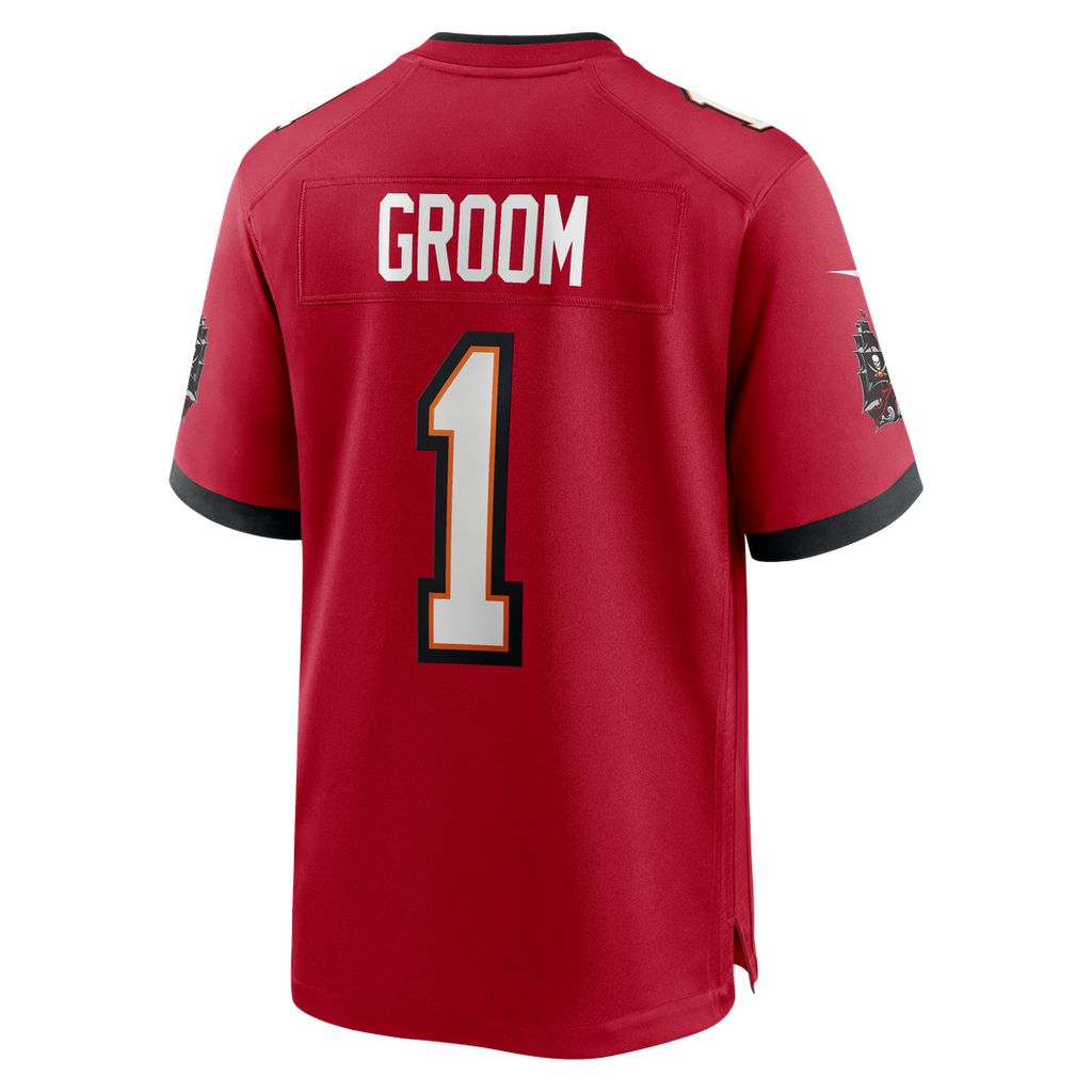 Tampa Bay Buccaneers Number 1 Groom Nike Red Game Jersey product image 3, provided for visual reference and product detail