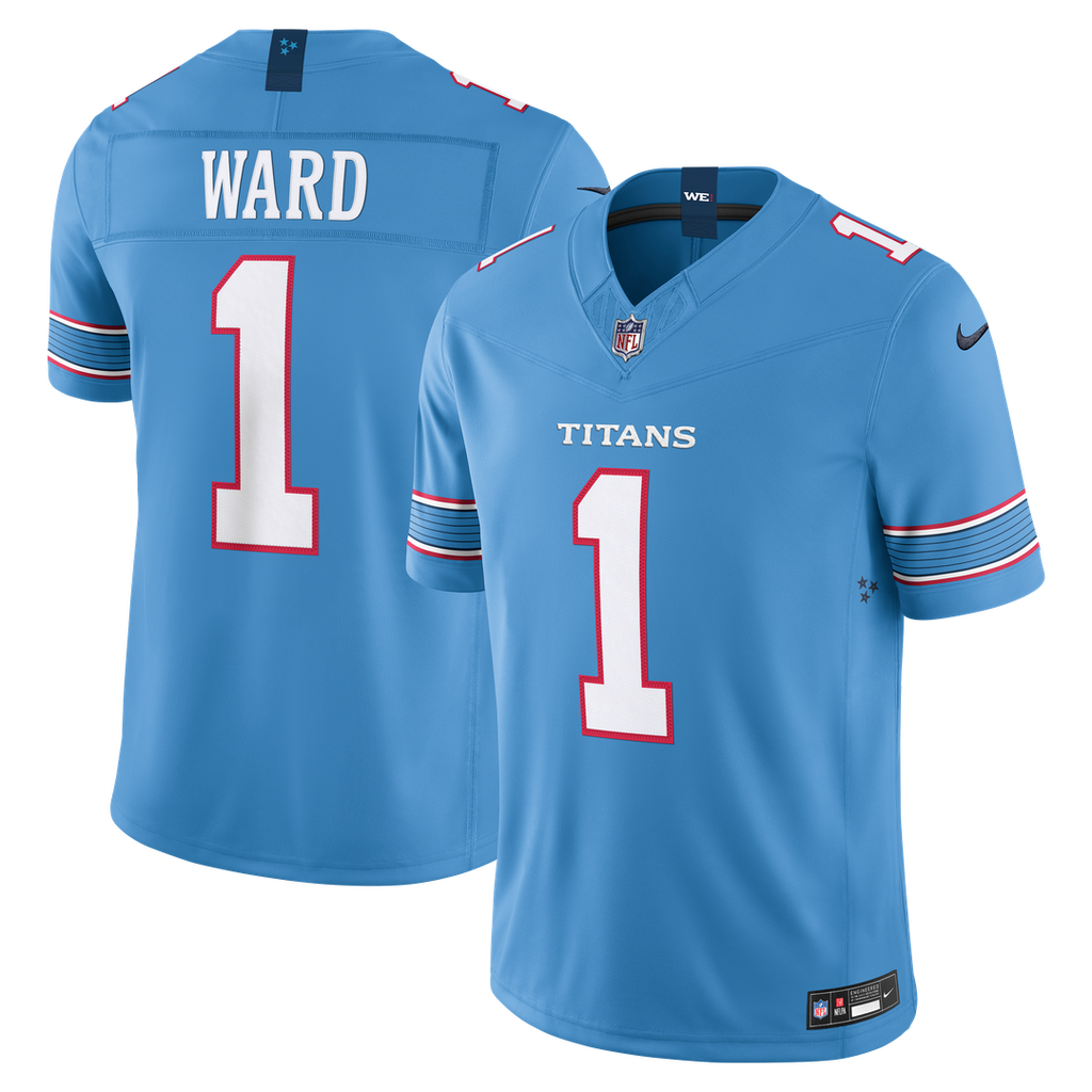 Tennessee Titans Cameron Ward Nike Light Blue Team Vapor F.U.S.E. Stitched Limited Jersey product image 1, provided for