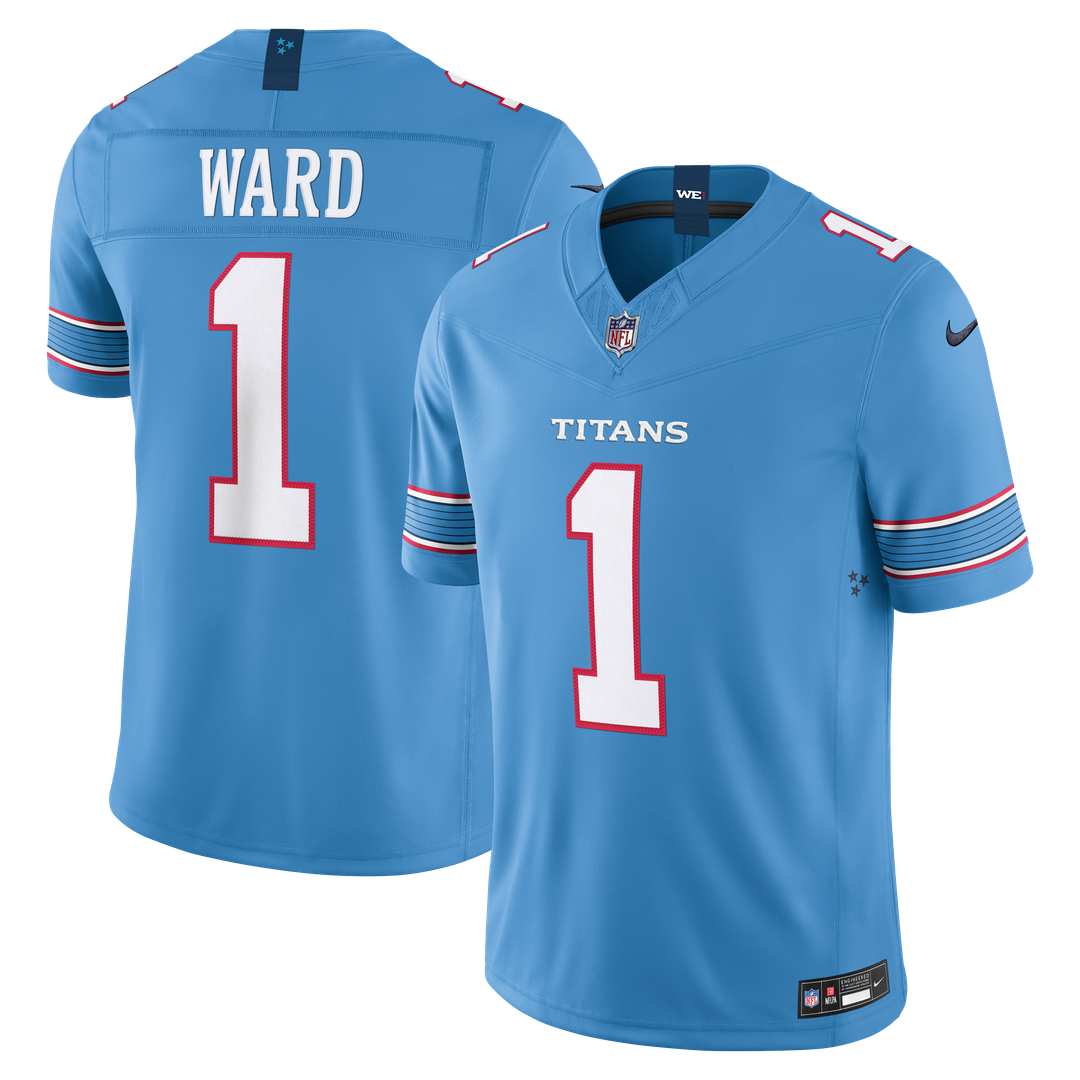 Tennessee Titans Cameron Ward Nike Light Blue Team Vapor F.U.S.E. Stitched Limited Jersey product image 1, provided for