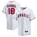 Los Angeles Angels Nolan Schanuel Nike White Home Replica Jersey product image 1, provided for visual reference and product
