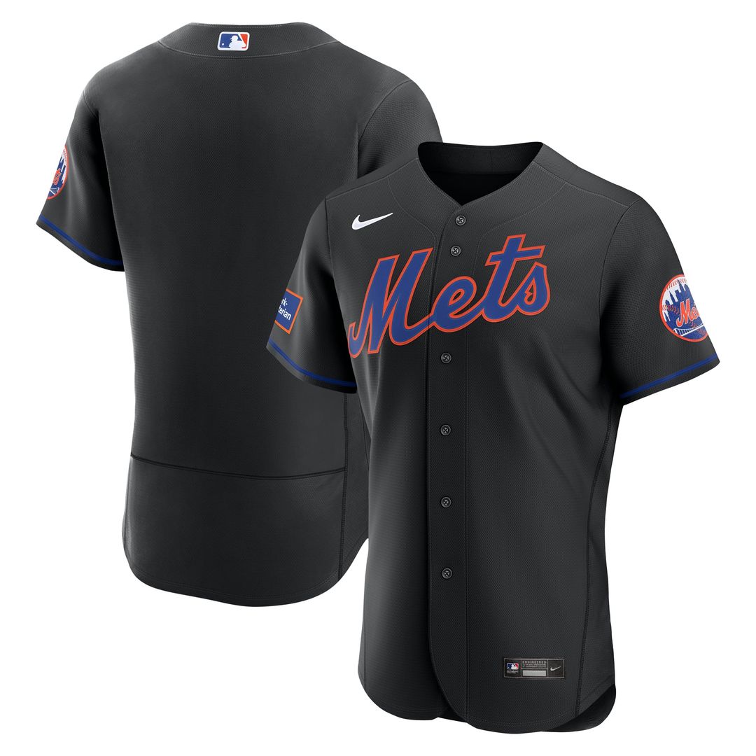 New York Mets Nike Black Alternate Sponsor Patch Authentic Jersey product image 1, provided for visual reference and product