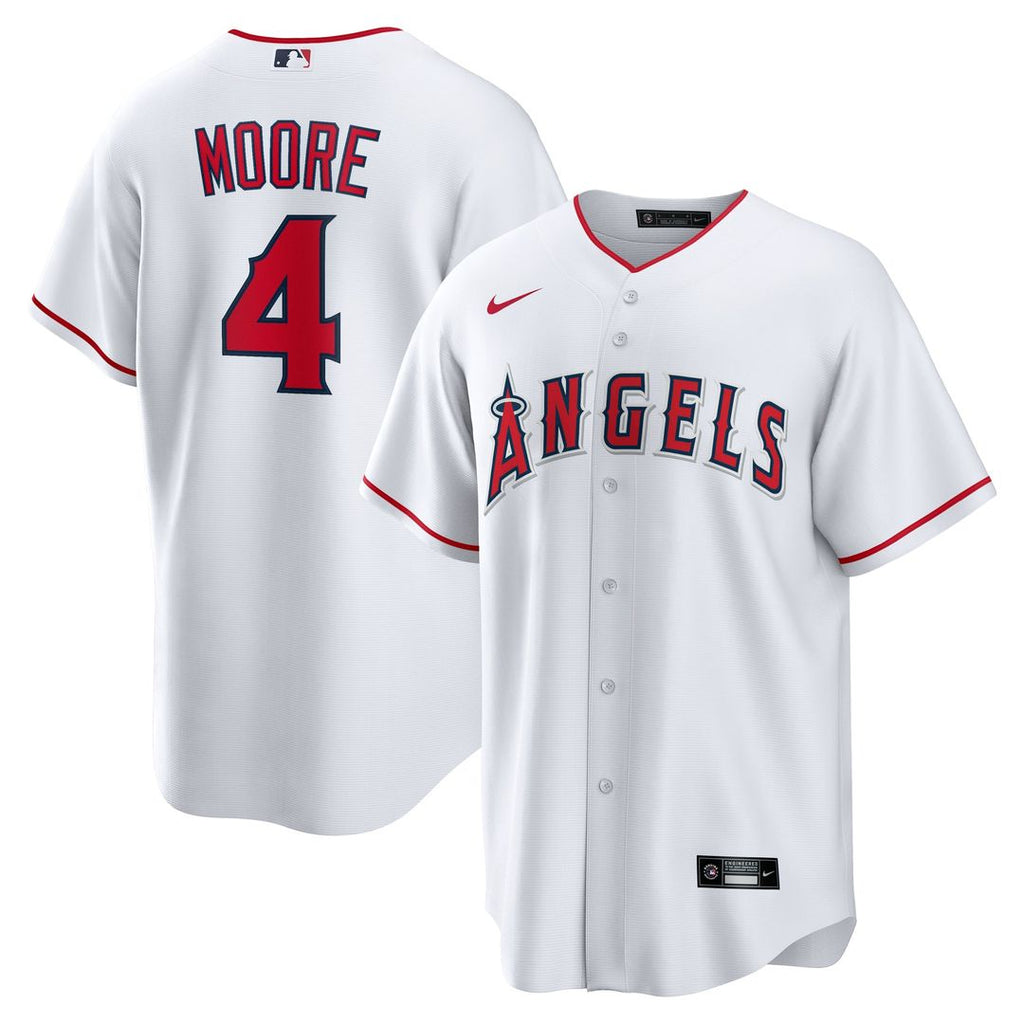Los Angeles Angels Christian Moore Nike White Home Replica Jersey product image 1, provided for visual reference and product
