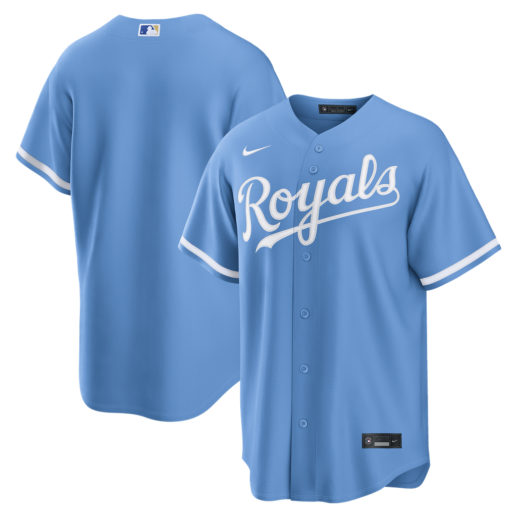 Kansas City Royals Nike Light Blue Alternate Replica Jersey product image 1, provided for visual reference and product