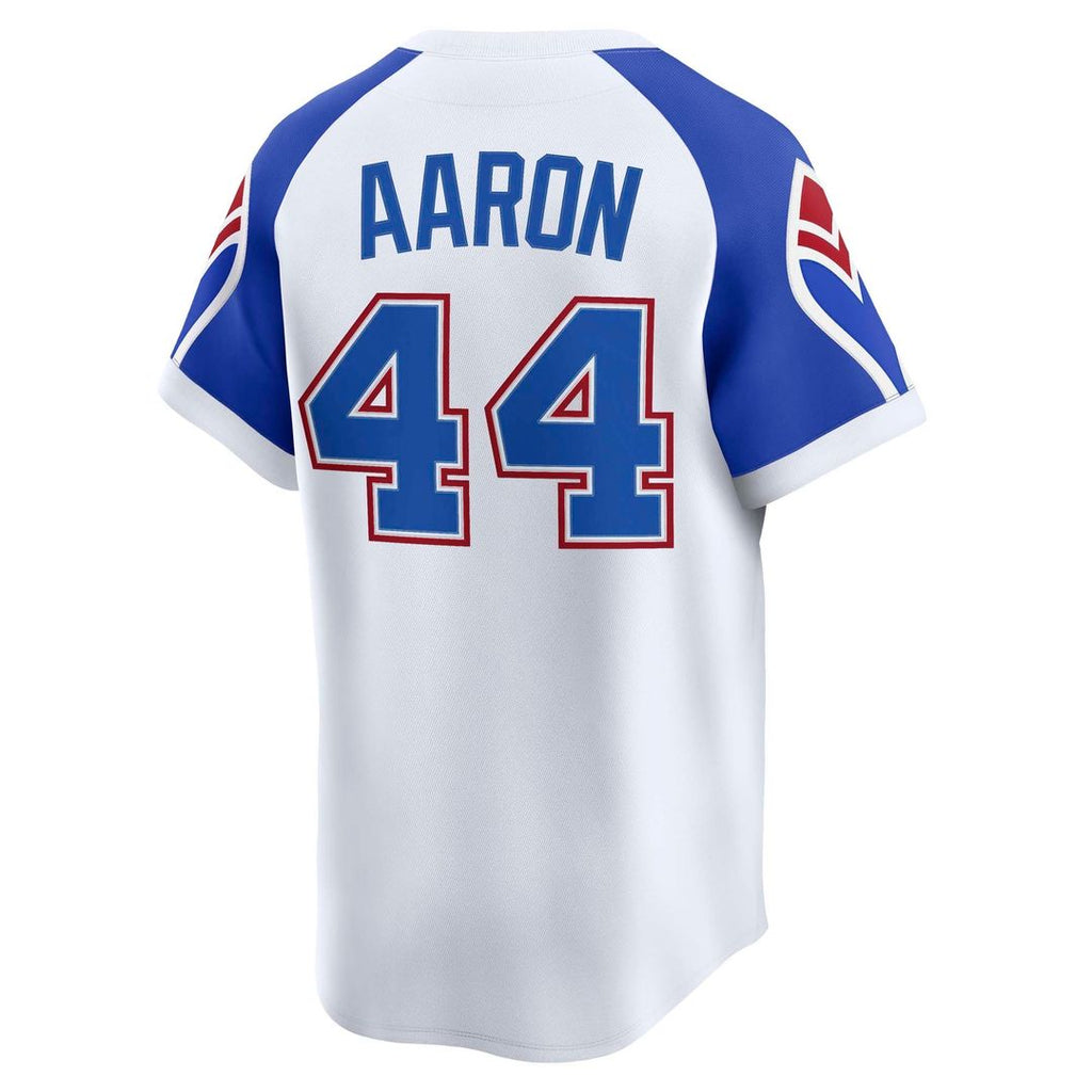 Atlanta Braves Hank Aaron Nike White Throwback Cooperstown Collection Limited Jersey product image 3, provided for visual