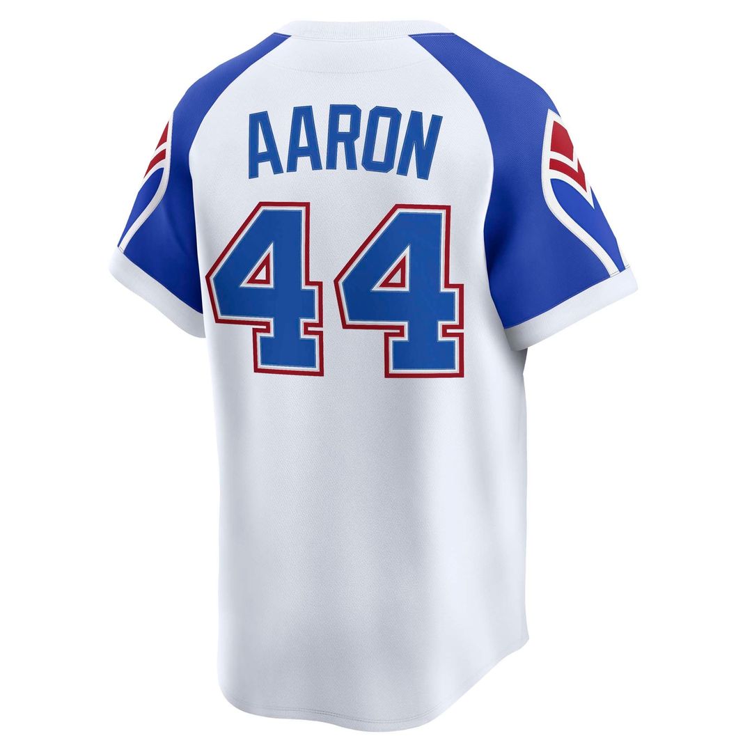 Atlanta Braves Hank Aaron Nike White Throwback Cooperstown Collection Limited Jersey product image 3, provided for visual