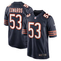 Chicago Bears TJ Edwards Nike Navy Game Player Jersey product image 1, provided for visual reference and product detail