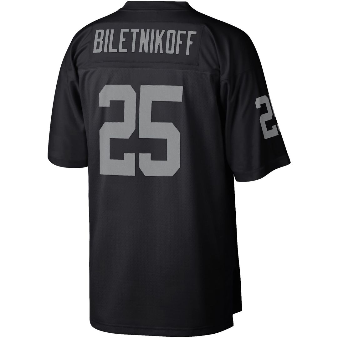 Las Vegas Raiders Fred Biletnikoff Mitchell & Ness Black Legacy Replica Jersey product image 3, provided for visual