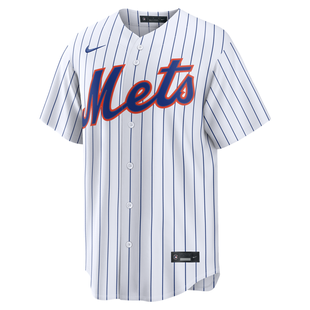 New York Mets Nike White Home Replica Custom Jersey product image 2, provided for visual reference and product detail review