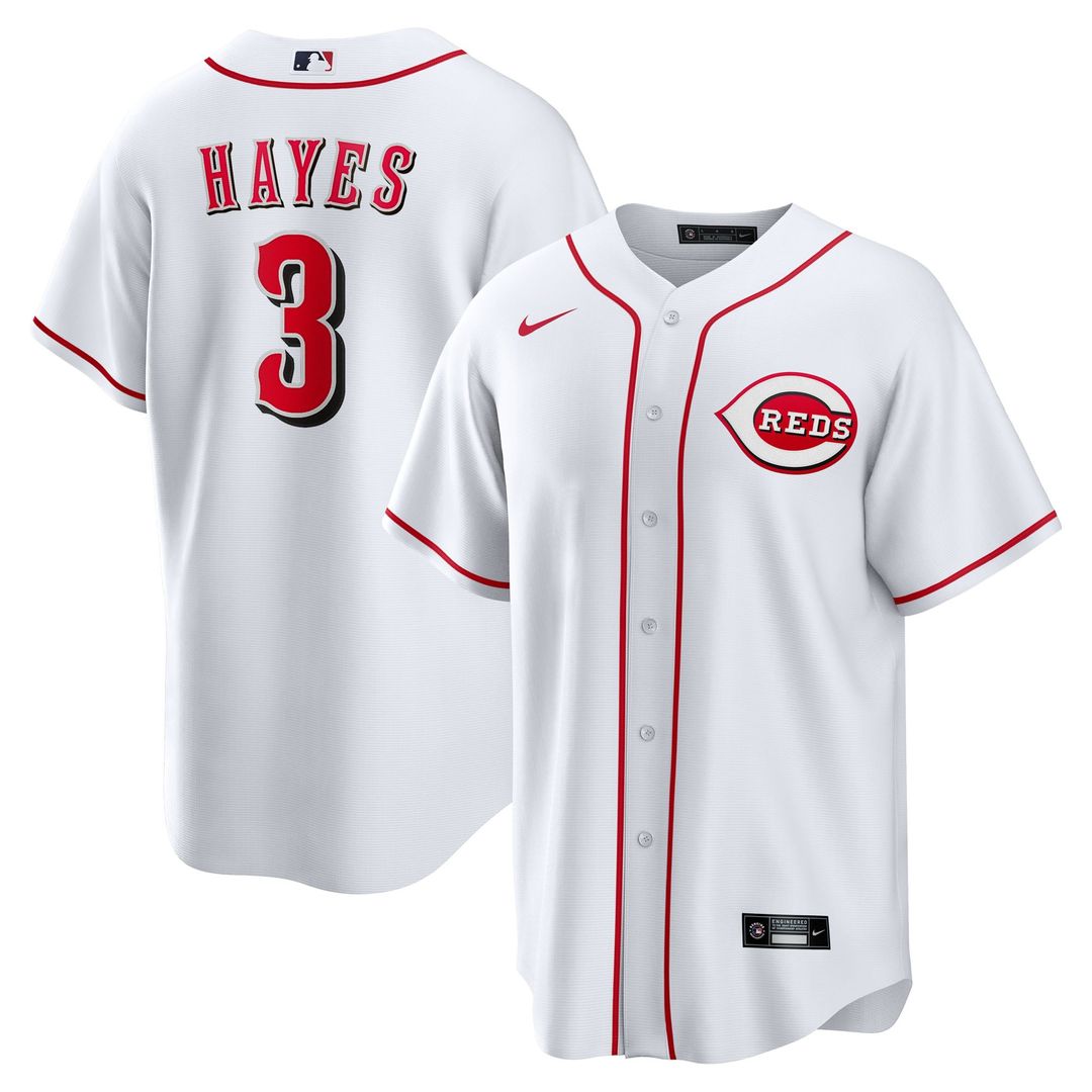 Cincinnati Reds Ke'Bryan Hayes Nike White Home Replica Jersey product image 1, provided for visual reference and product
